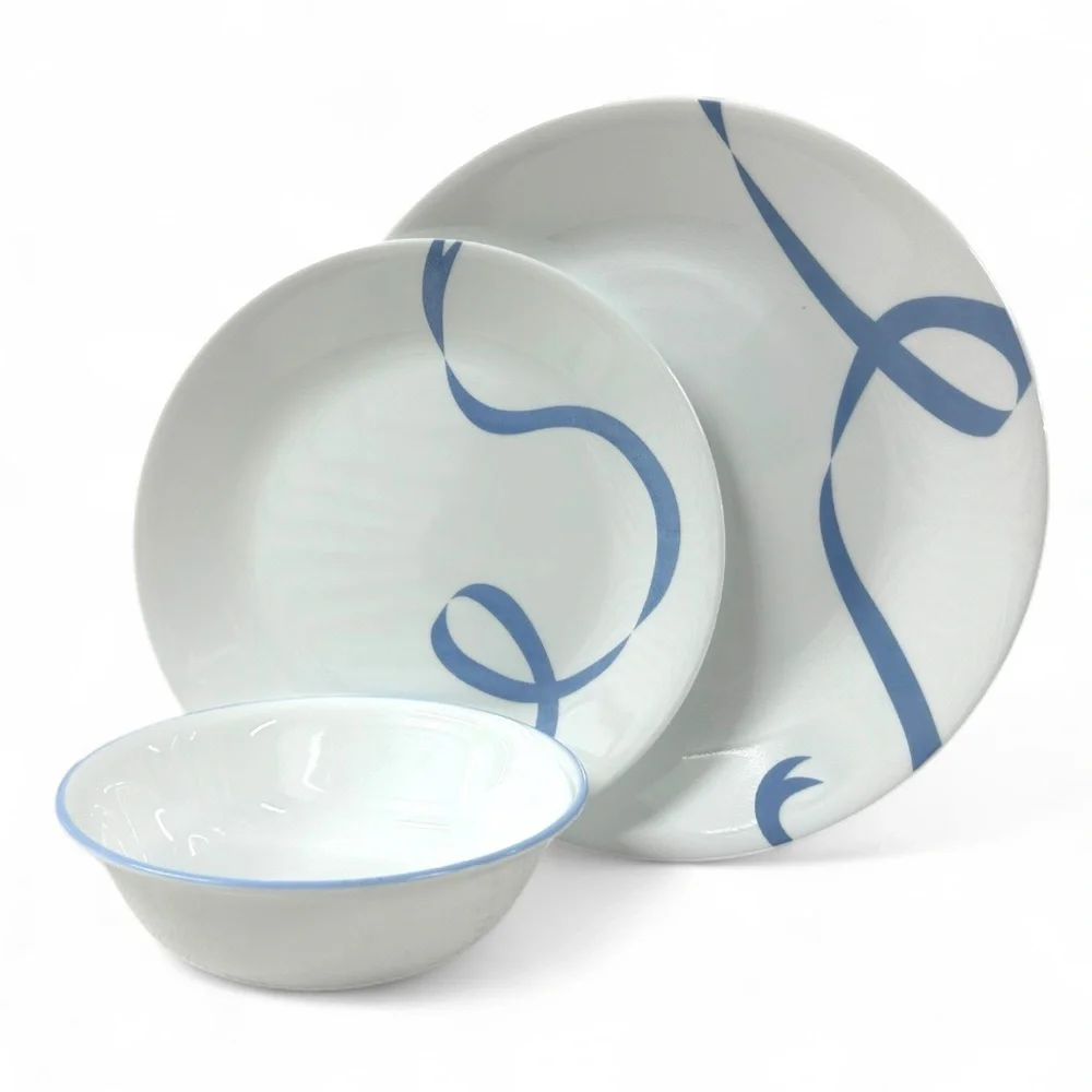Corelle Blue Ribbon 18pc Set: 6 Plates 10.25